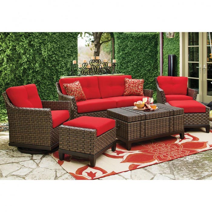 Wicker Patio Furniture With Red Cushions
