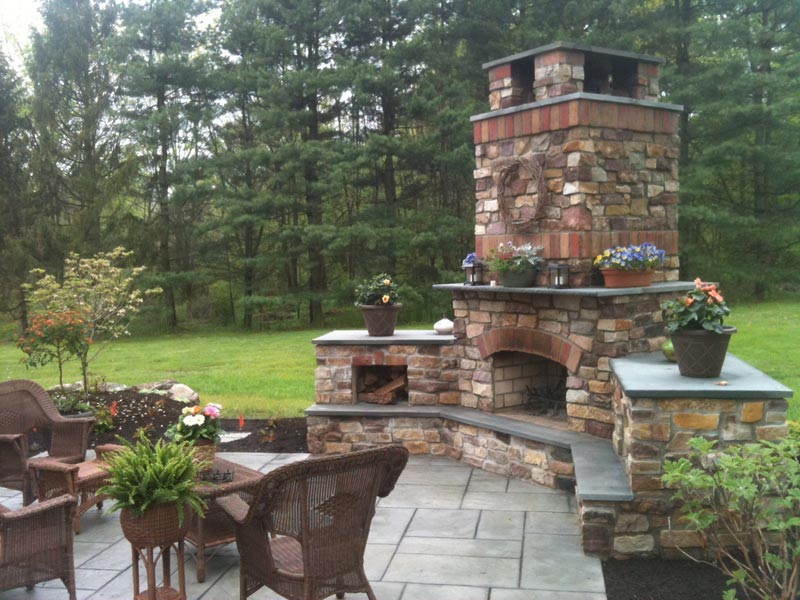 Patio fireplace and hearth
