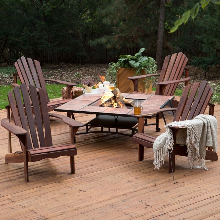 Patio table with firepit and chairs