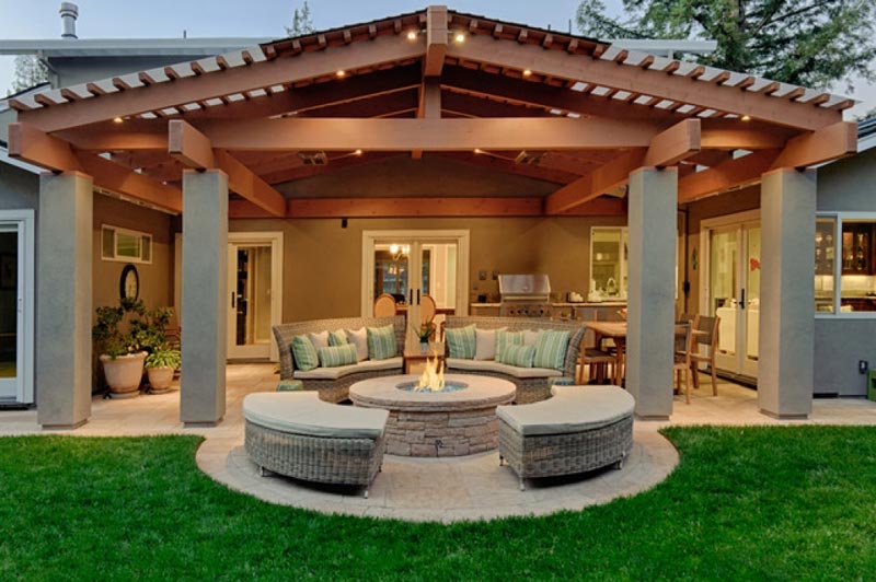 Covered patio fire pit ideas