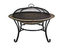 New CobraCo FB6102 Round Cast Iron Brick Finish Fire Pit with Screen and Cover