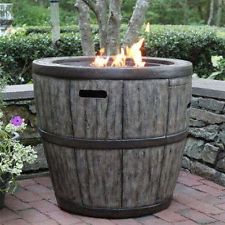 Wine Barrel Outdoors 27″ Gas Patio Fire Pit, Concrete Based With Table top Lid