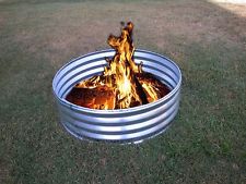 24 in Portable Galvanized Metal Round Fire Pit Ring Can Backyard Camping Firepit