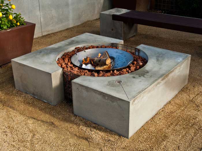 How to build a fire pit into a concrete patio