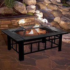 DIY Fire Pit Table Grate Grill Outdoor Patio Backyard Heater Wood Burning Cover