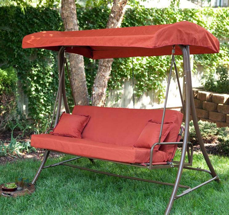 Outdoor 3 Person Swing With Canopy