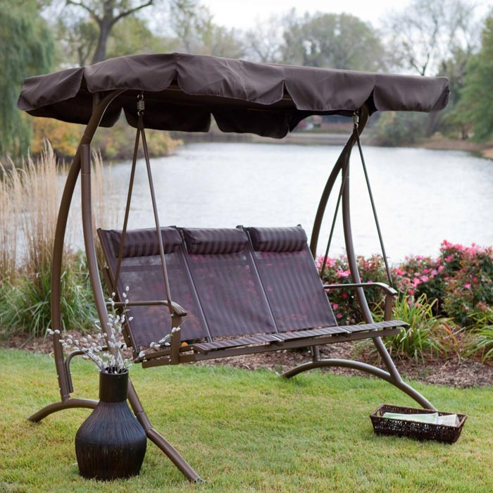 3 person patio swing with canopy
