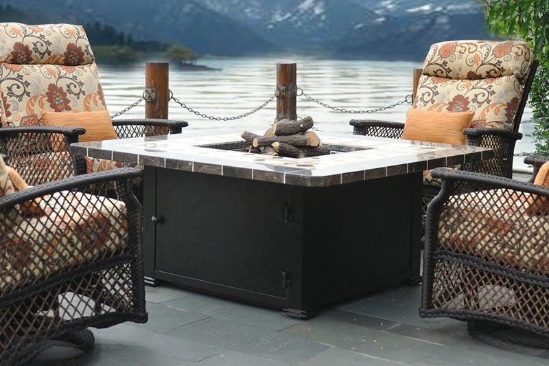 Outside table with fire pit