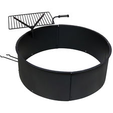 NEW Backyard Fire Pit Ring for Campfires with Swiveling Cooking Grate, Black