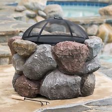 Outdoor Garden Natural Stone Style Round Liquid Propane Fire Pit
